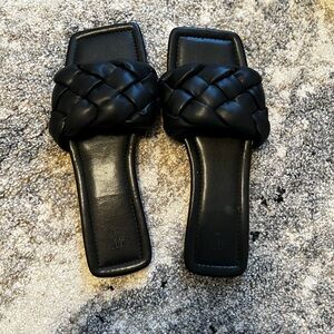 H&M Black Braided Slide Sandals